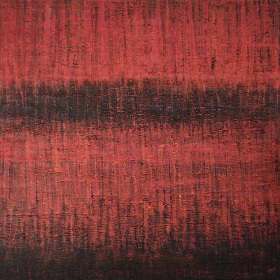 Beyond Black and Red, 120 x 120 cm, mixed media on canvas