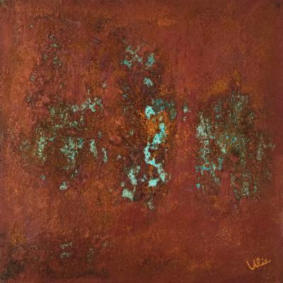 Eclosions minérales - 3, 30 x 30 cm, mixed media on canvas